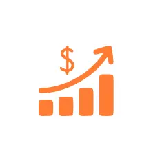  Upward money graph icon symbolizing sales.