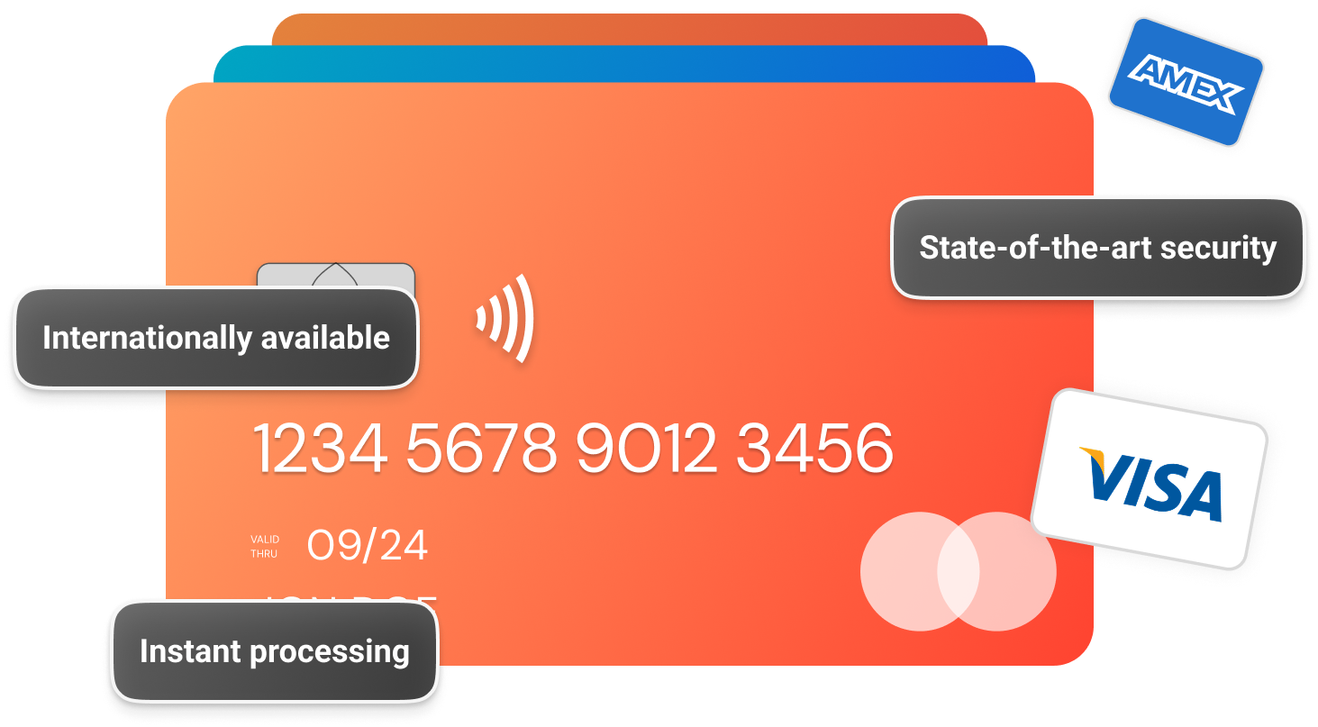 GoreAd graphic of a credit card with payment logos for multiple payment options and text bubbles listing benefits.